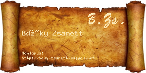 Béky Zsanett névjegykártya